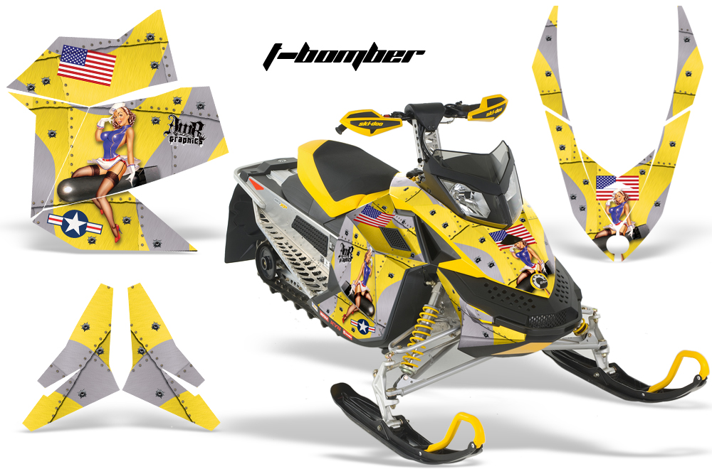 Skidoo REV XP Graphics Kit YELLOW Tbomber